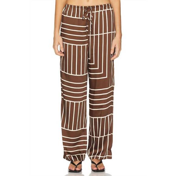 NEW RAILS damani pants in brown line art